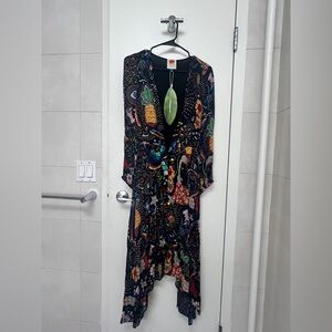 Farm Rio Rare Borogodo Print Dress With Beaded Buttons NWT Size 4/6 (S)